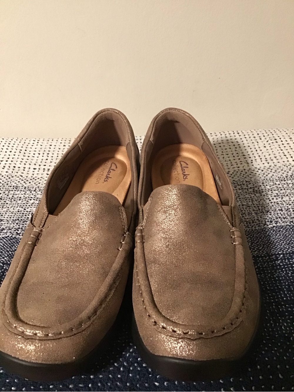 Clarks Metallic Taupe Slip-On Loafers